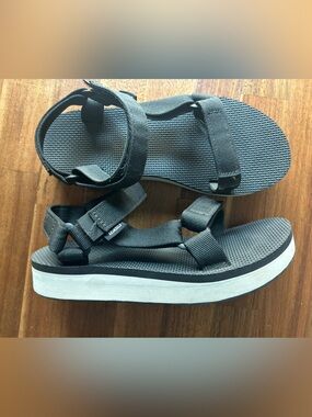Teva Black and White Midform Platform Sandals